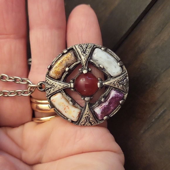 Jewelry - Pewter Gemstone Celtic Pendant Necklace